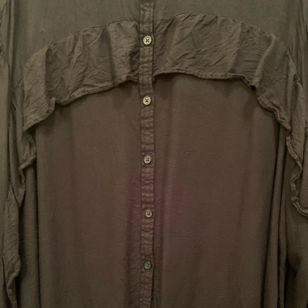 Express Ruffle Long Sleeve Button Up Top - Picture 5 of 7